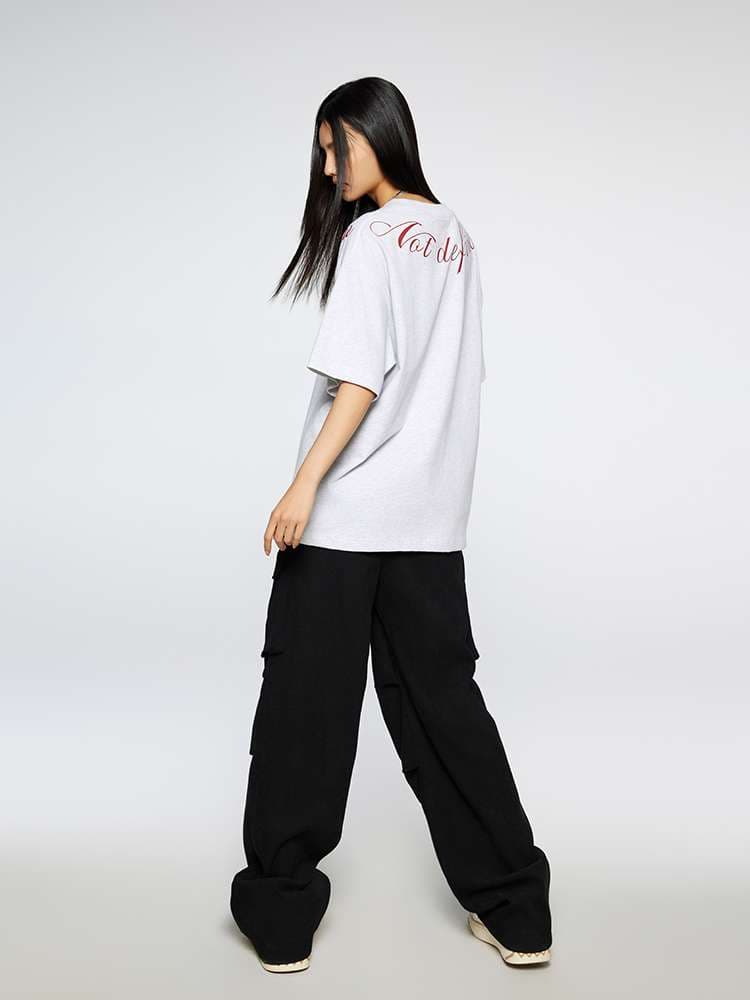 オーバーサイズTシャツ ゆったりシルエット筆記体ロゴ半袖シャツ