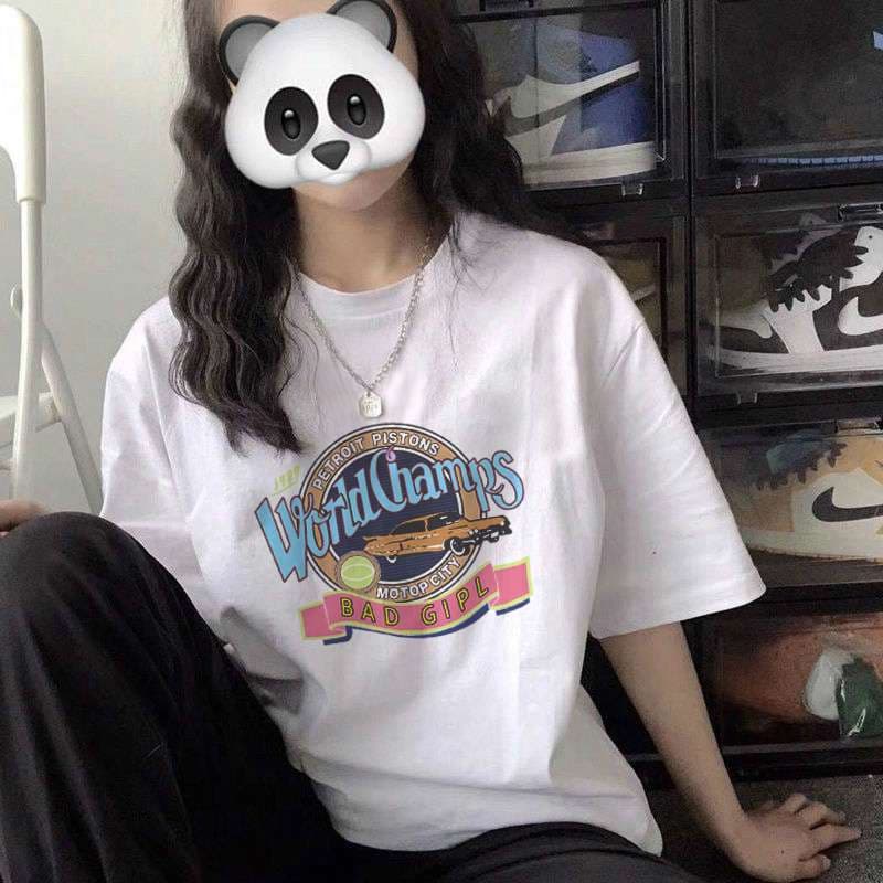 オーバーサイズTシャツ 可愛いパンダ柄プリント ゆったりオーバーサイズ半袖