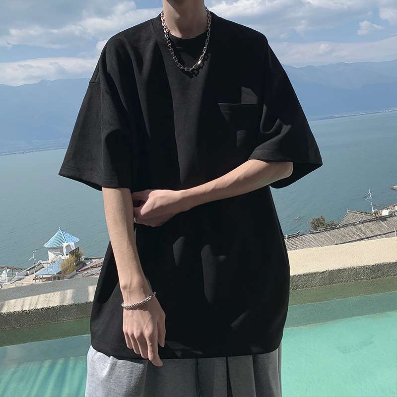 オーバーサイズTシャツ ゆったり大きめポケット付き半袖シャツ