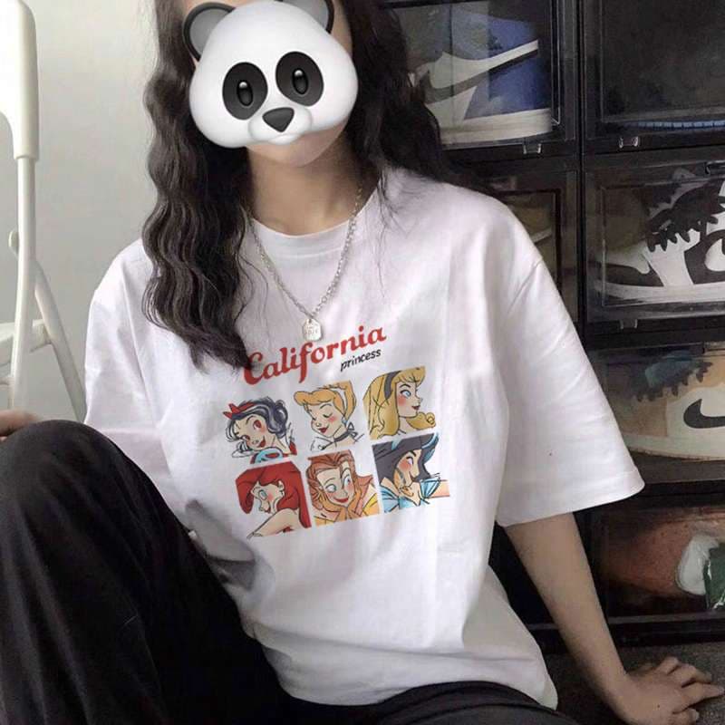 オーバーサイズTシャツ 可愛いパンダ柄プリント ゆったりオーバーサイズ半袖
