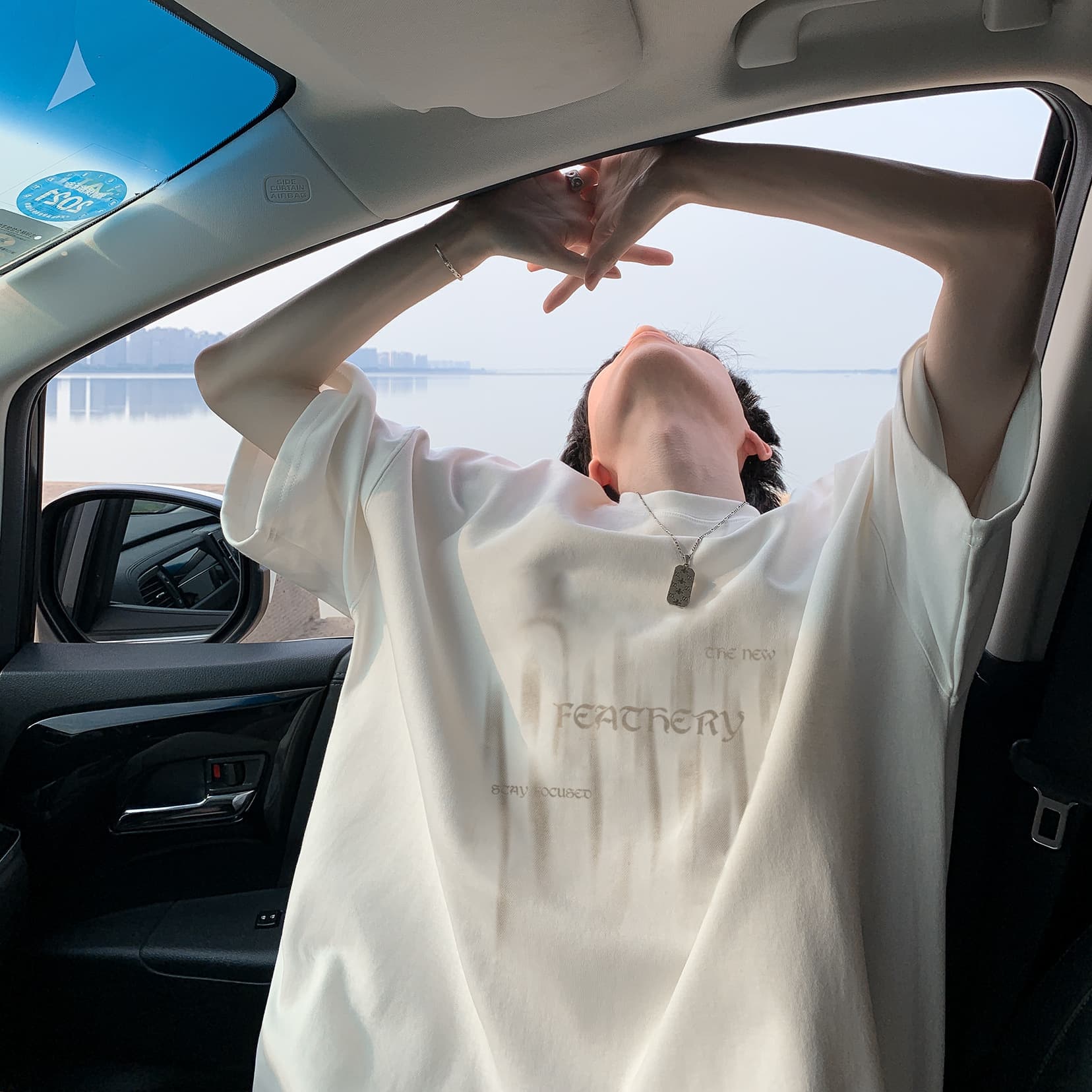 オーバーサイズTシャツ 白色半袖 メンズ 翼の詩 ゆったりオーバーサイズ