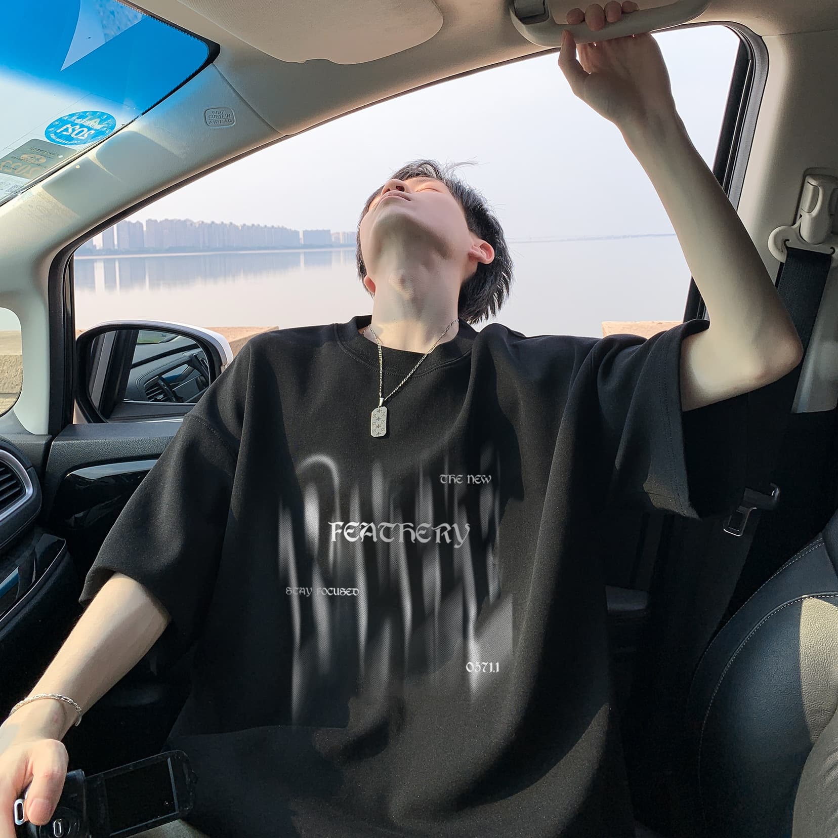 オーバーサイズTシャツ 白色半袖 メンズ 翼の詩 ゆったりオーバーサイズ