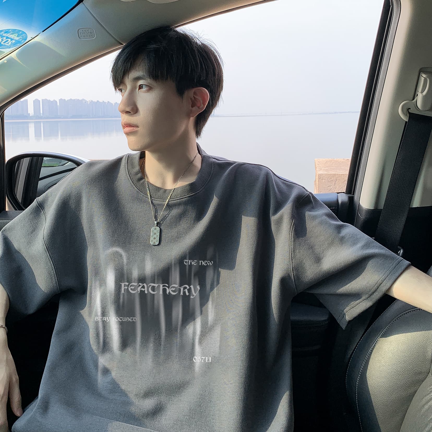 オーバーサイズTシャツ 白色半袖 メンズ 翼の詩 ゆったりオーバーサイズ