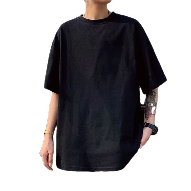 オーバーサイズTシャツ ゆったり五分袖オーバーサイズ無地シャツ
