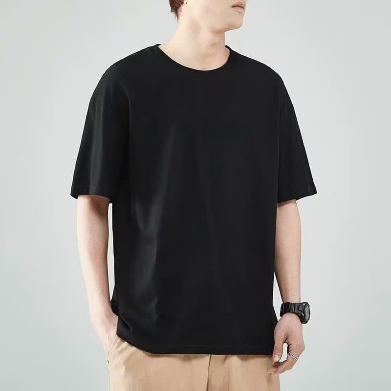 オーバーサイズTシャツ ゆったり五分袖オーバーサイズ無地シャツ