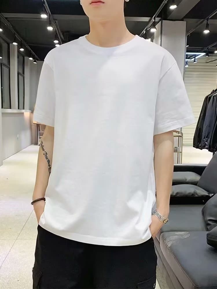 オーバーサイズTシャツ ゆったり五分袖オーバーサイズ無地シャツ