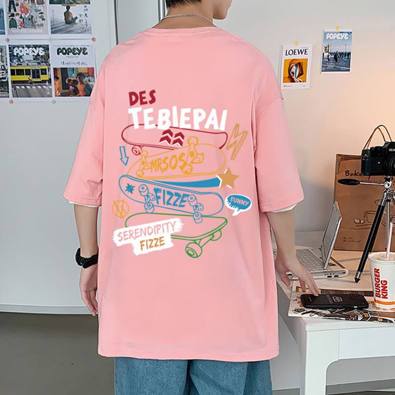オーバーサイズTシャツ ポップスケーターデザイン 背面プリント