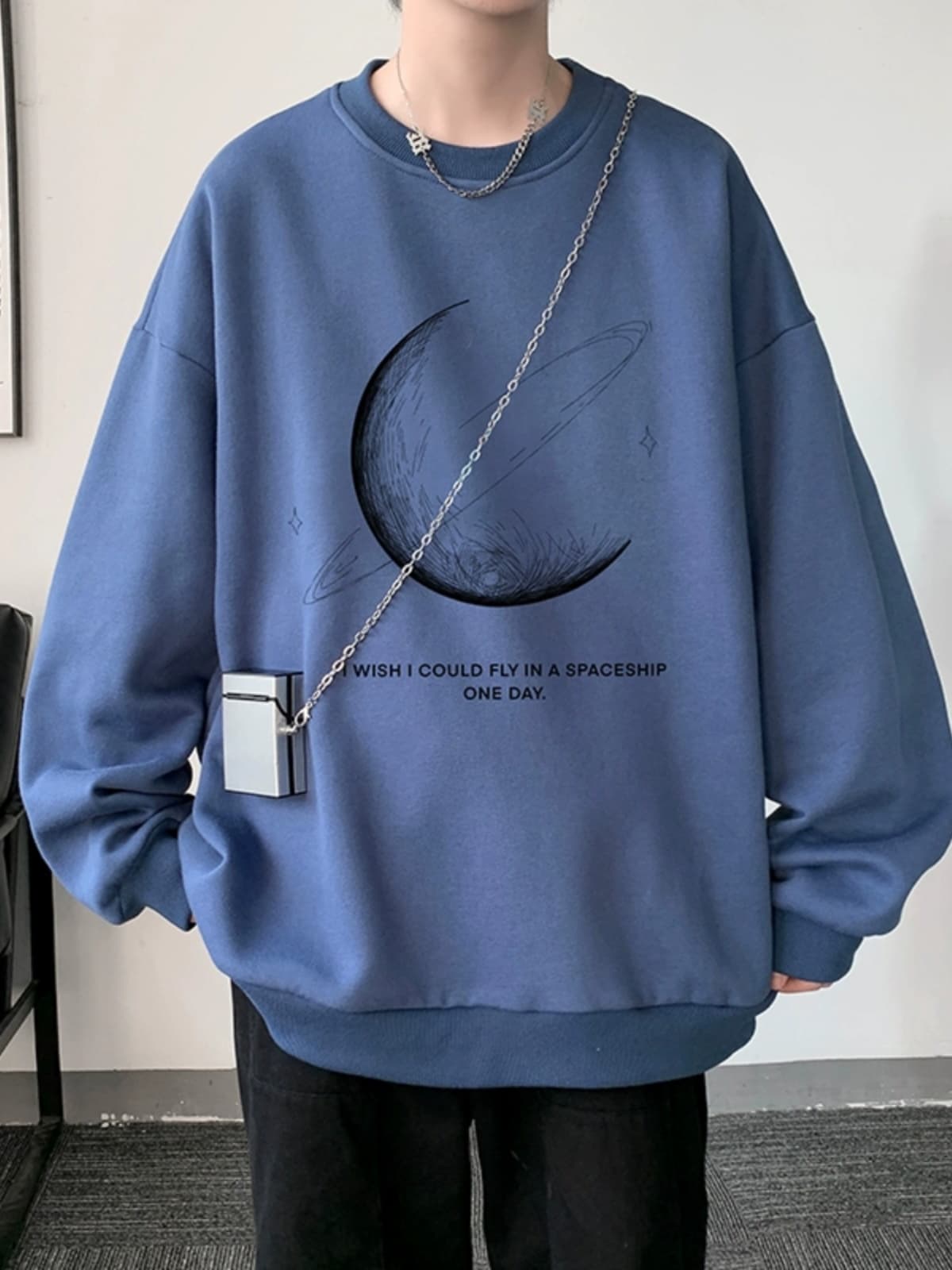オーバーサイズTシャツ 宇宙惑星プリント オーバーサイズトレーナー