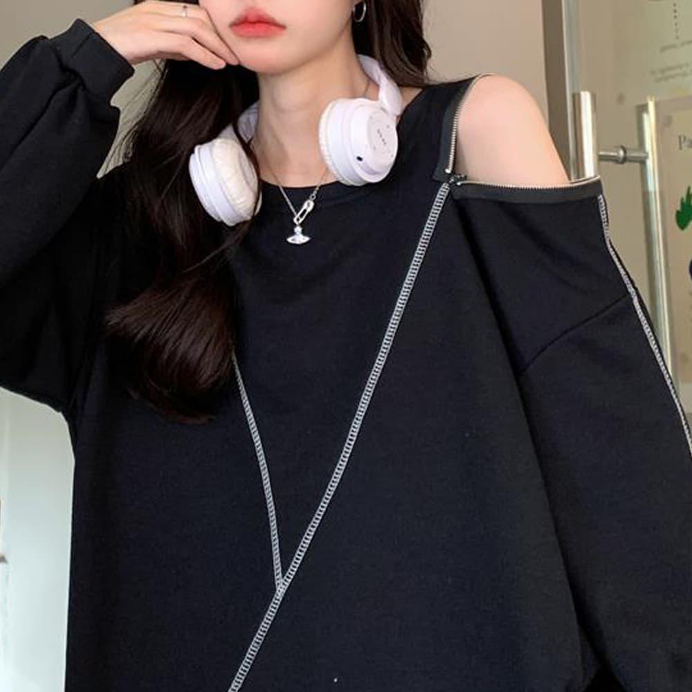 オーバーサイズTシャツ オーバーサイズ長袖無地カットソー体型カバー
