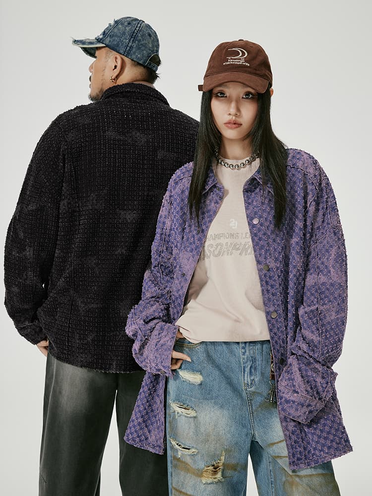 オーバーサイズTシャツ ゆったりテクスチャードジャケット