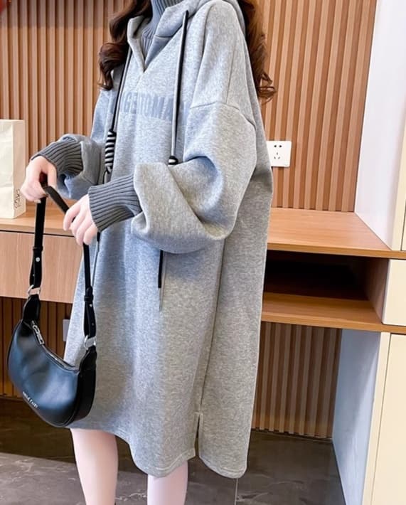 オーバーサイズ あったか裏起毛ロングワンピース