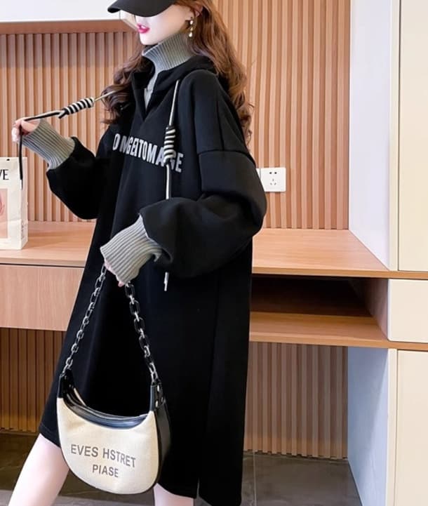 オーバーサイズ あったか裏起毛ロングワンピース