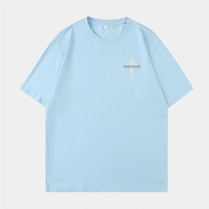 オーバーサイズTシャツ 自由な心情プリントゆったりＴシャツ