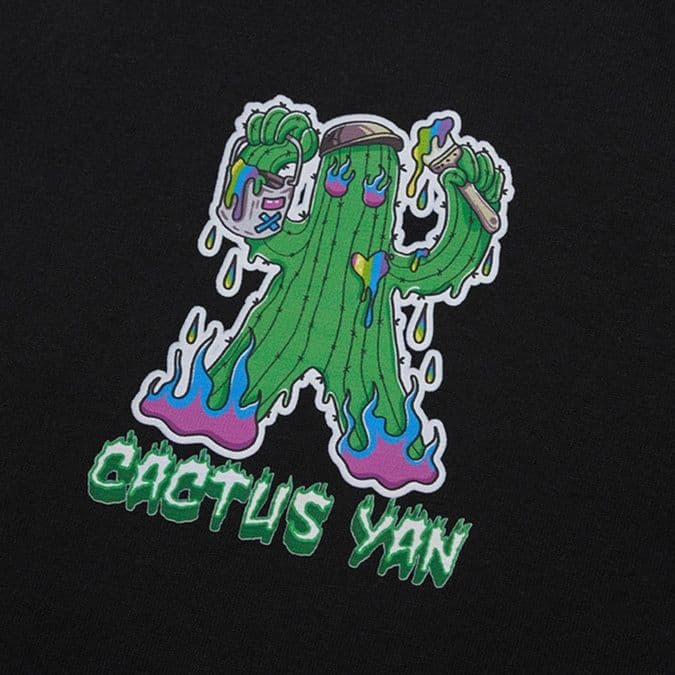 オーバーサイズTシャツ メンズ サボテン柄プリント オーバーサイズ半袖カットソー 全2色