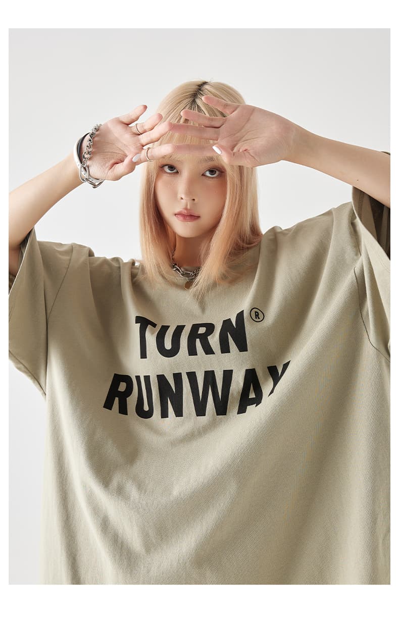 オーバーサイズTシャツ ロゴデザイン ゆったりミニワンピース