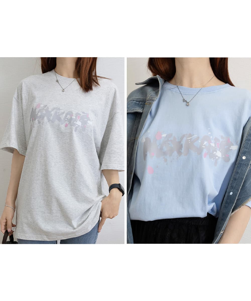 オーバーサイズTシャツ ビッグシルエット半袖Tシャツ ロゴプリント ゆったりカットソー