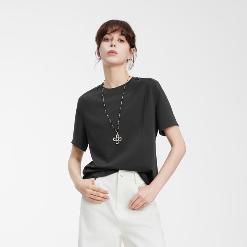オーバーサイズTシャツ すっきり着こなすシンプル綿天竺