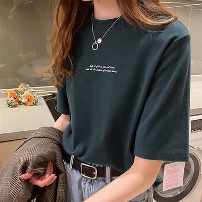 オーバーサイズTシャツ シンプルメッセージ ゆったり半袖
