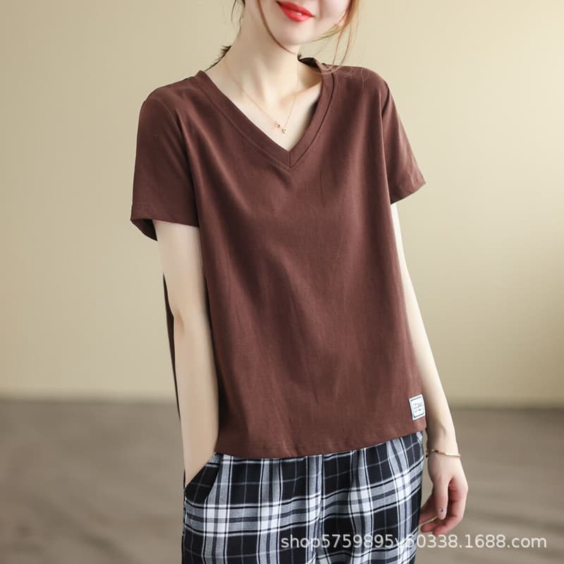 オーバーサイズTシャツ ゆったり着心地 深めＶネックＴシャツ