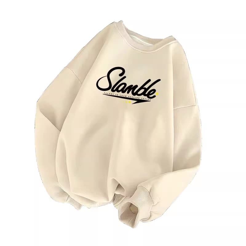 オーバーサイズTシャツ ゆったりロゴデザイン長袖プルオーバー