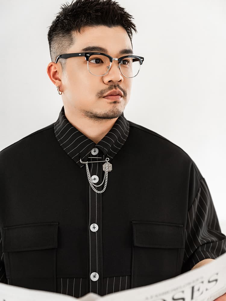 オーバーサイズTシャツ モダン切替デザインオーバーシャツ