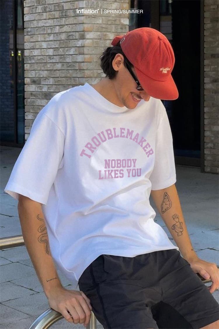 オーバーサイズTシャツ メンズ ストリート プリント半袖 オーバーサイズ 全2色