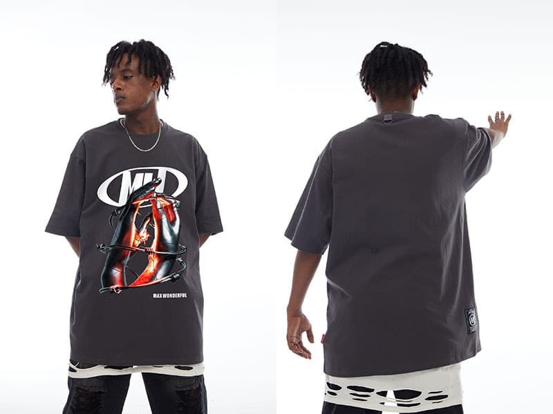 オーバーサイズTシャツ 個性派デザイン オーバーサイズ半袖シャツ メンズ 全7色