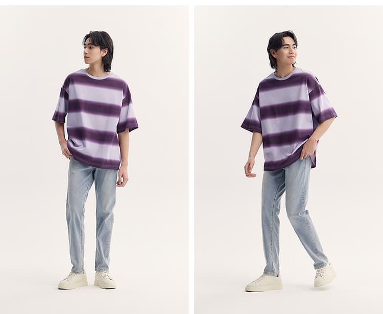 オーバーサイズTシャツ ぼかしボーダーオーバーシルエット