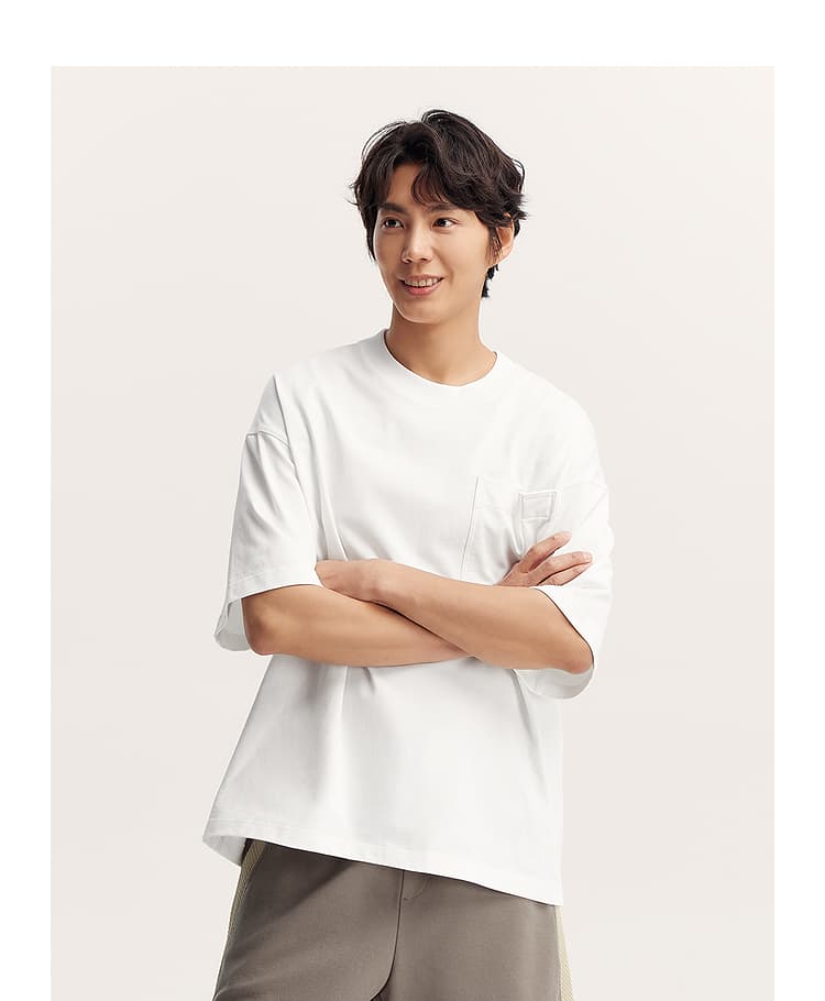 オーバーサイズTシャツ ゆったりポケット付き半袖カットソー