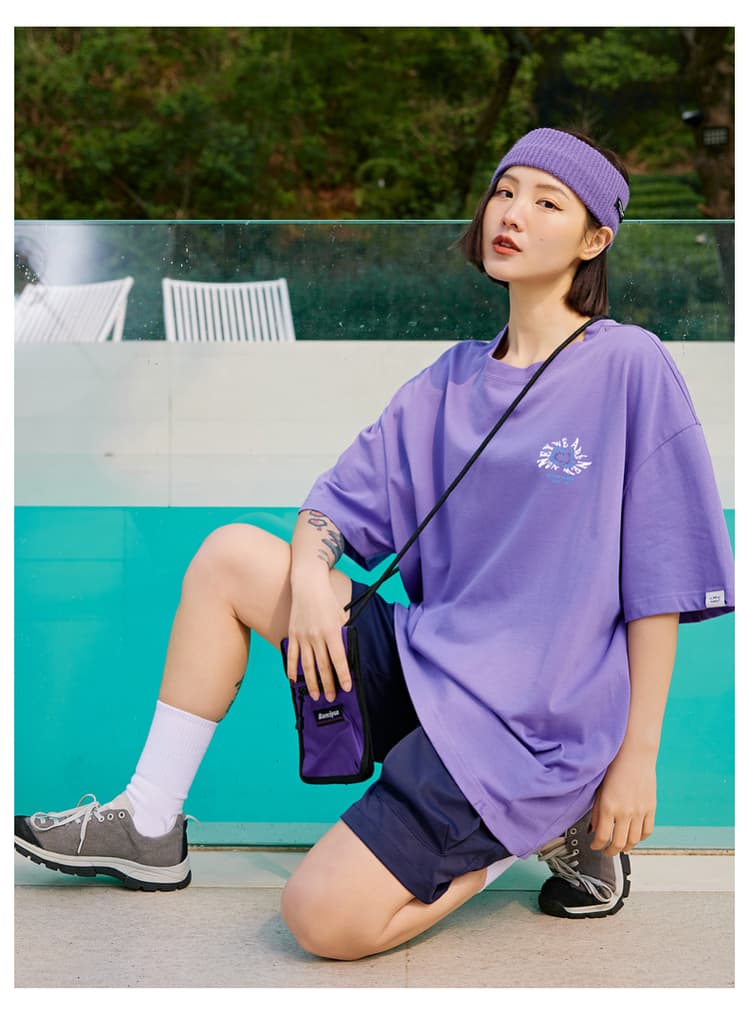 オーバーサイズTシャツ 夏空ワンポイント刺繍ゆったりＴシャツ