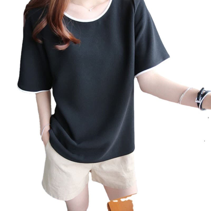 オーバーサイズTシャツ 配色デザイン ゆったり上品Tシャツ