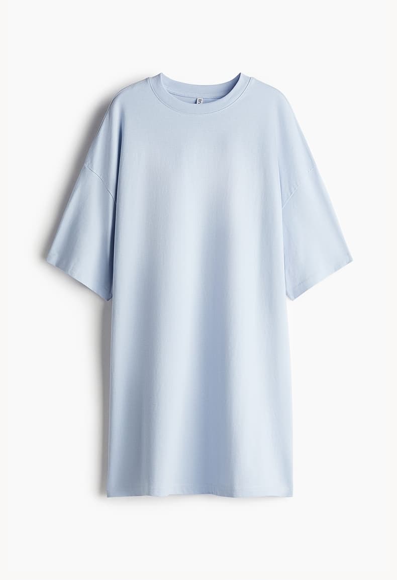 オーバーサイズTシャツ ゆったり横縞ミニワンピース