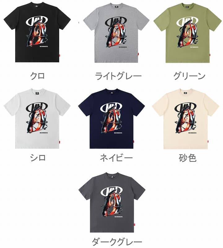 オーバーサイズTシャツ 個性派デザイン オーバーサイズ半袖シャツ メンズ 全7色