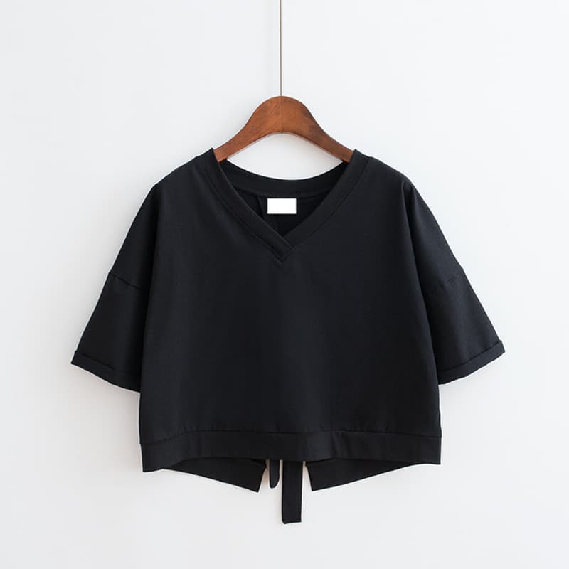 オーバーサイズTシャツ バックリボン ゆったり半袖トップス