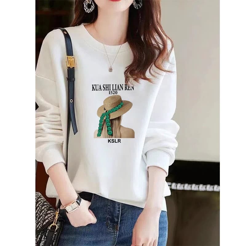 オーバーサイズTシャツ ゆったりロゴデザイン長袖プルオーバー