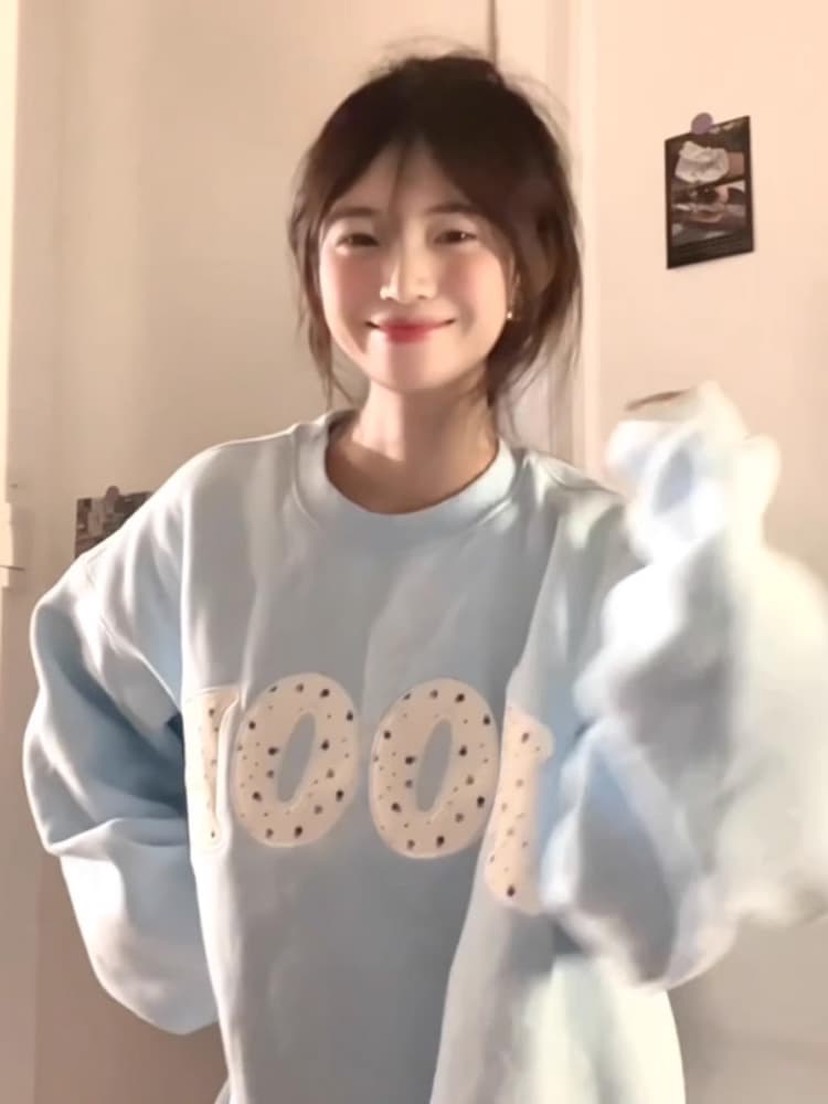 オーバーサイズTシャツ ドット文字デザイン ゆったりスウェット
