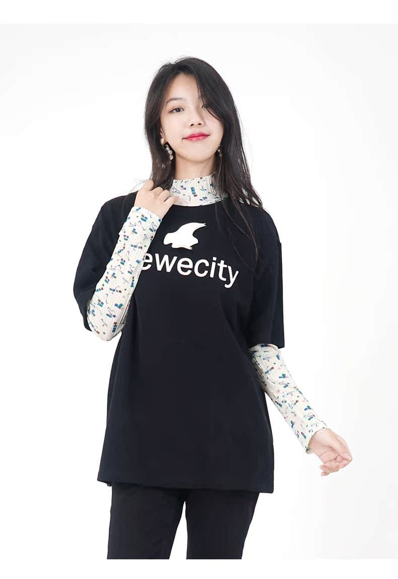 オーバーサイズTシャツ 鳥モチーフ ゆったりカジュアル半袖