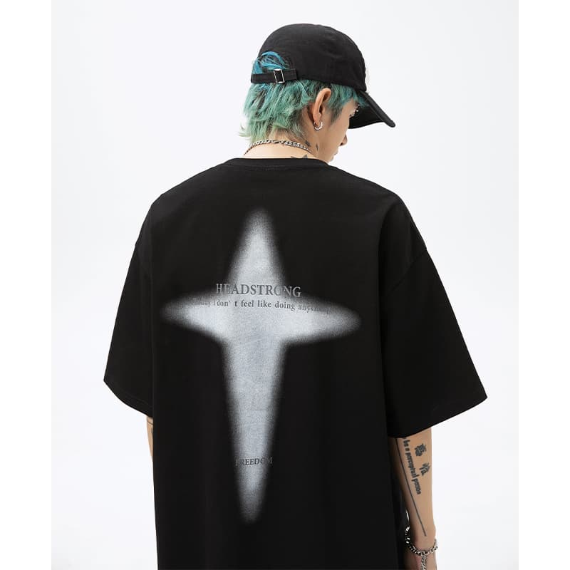 オーバーサイズTシャツ 自由な心情プリントゆったりＴシャツ