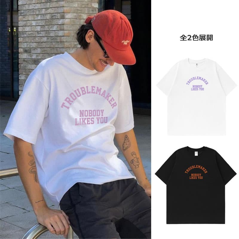 オーバーサイズTシャツ メンズ ストリート プリント半袖 オーバーサイズ 全2色