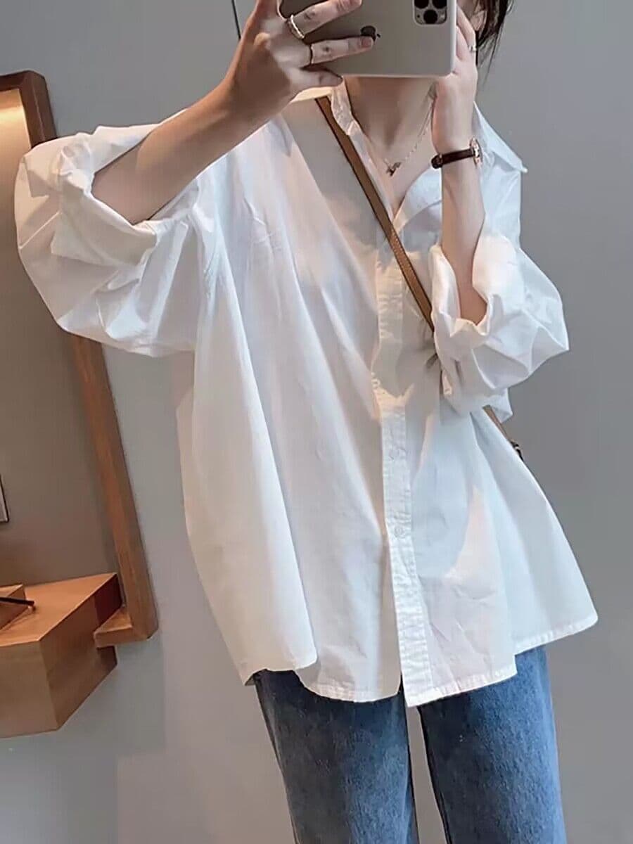 オーバーサイズ ゆったりシルエット シアーブラウス