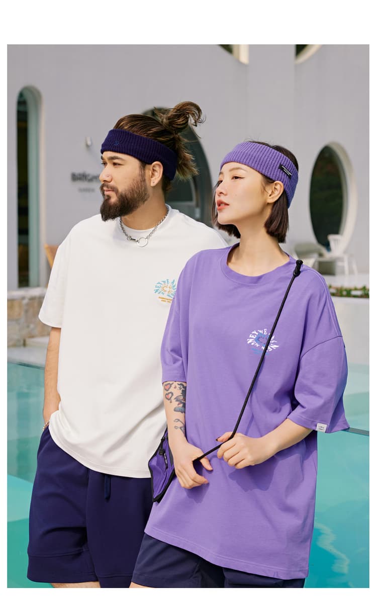 オーバーサイズTシャツ 夏空ワンポイント刺繍ゆったりＴシャツ
