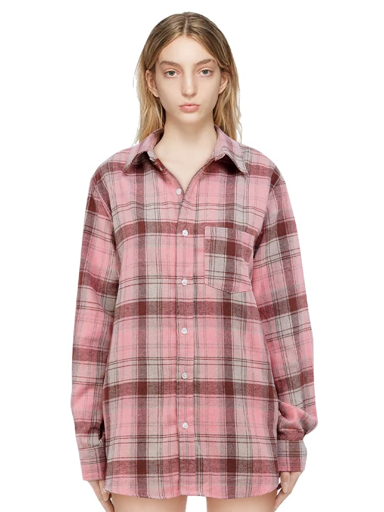 オーバーサイズTシャツ ゆったりチェック柄シャツ