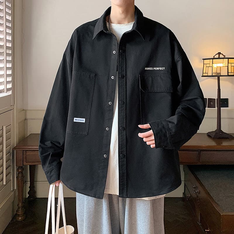 オーバーサイズTシャツ ユーティリティ風ゆったりワークシャツ