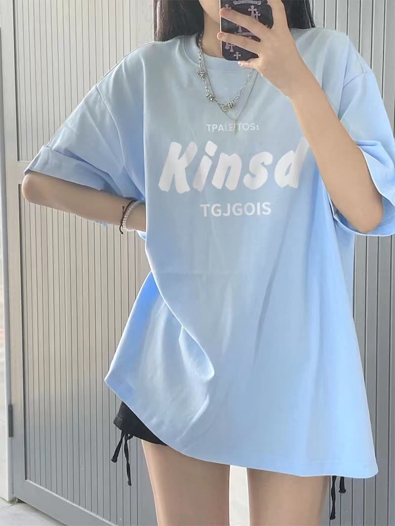 オーバーサイズTシャツ ゆったりシルエット 文字プリント 半袖カットソー