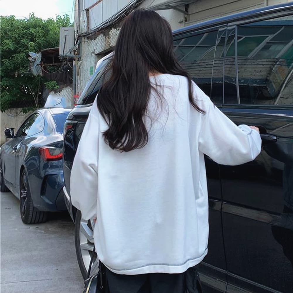 オーバーサイズTシャツ オーバーサイズ長袖無地カットソー体型カバー