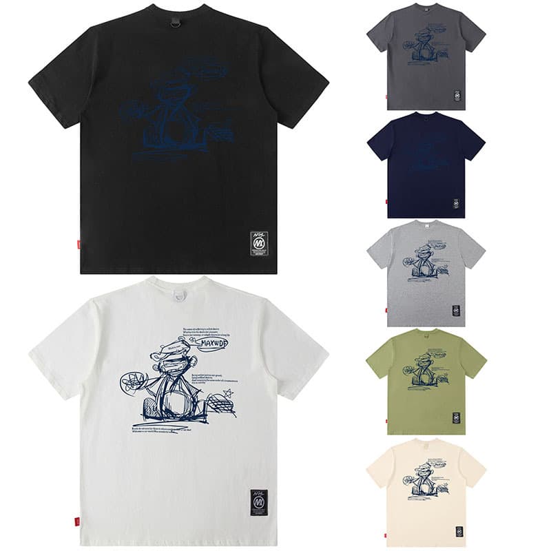 オーバーサイズTシャツ メンズオーバーサイズ半袖Tシャツ ストリート系プリント柄 全7色