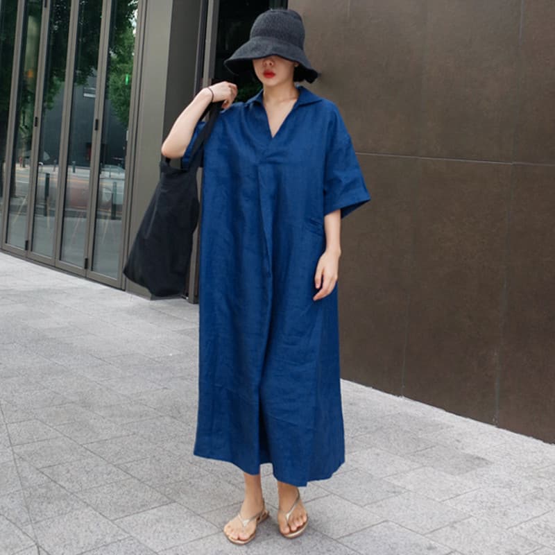 オーバーサイズ ゆったりシルエットシャツワンピース