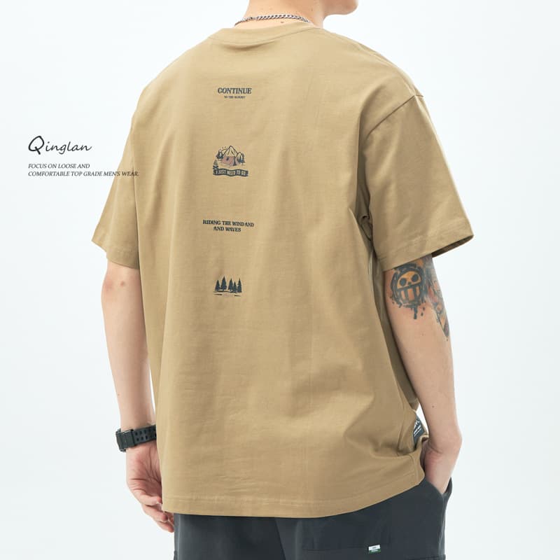 オーバーサイズTシャツ メンズ オーバーサイズ 半袖 プリント柄 ゆったり カジュアル 全2色