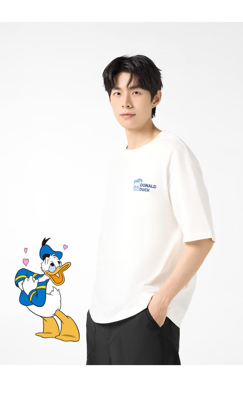 オーバーサイズTシャツ ゆったりくつろぎアヒル刺繍入り半袖