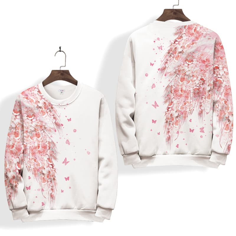 オーバーサイズTシャツ 花舞う蝶々 フーディプルオーバー